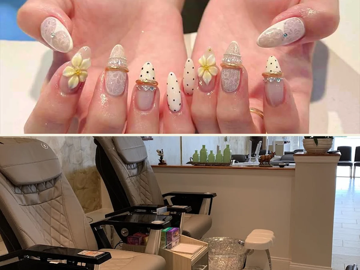 Close-up of neatly finished nails and cuticles.
